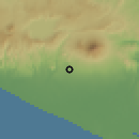 Shaded relief of the 60 km around Santiago Nonualco, drawn from the GMTED2010 grid