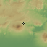 Shaded relief of the 59 km around San Vicente, drawn from the GMTED2010 grid
