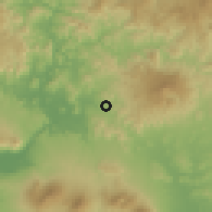 Shaded relief of the 59 km around Sesori, drawn from the GMTED2010 grid
