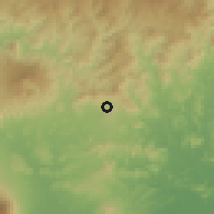 Shaded relief of the 59 km around Sociedad, drawn from the GMTED2010 grid