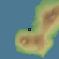 Shaded relief of the 60 km around Luba, drawn from the GMTED2010 grid
