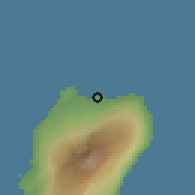 Shaded relief of the 60 km around Malabo, drawn from the GMTED2010 grid
