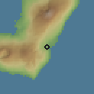 Shaded relief of the 60 km around Riaba, drawn from the GMTED2010 grid