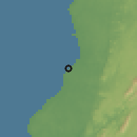 Shaded relief of the 60 km around Bata, drawn from the GMTED2010 grid