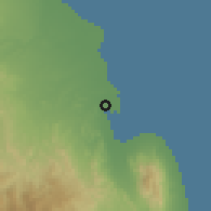 Shaded relief of the 59 km around Mitsiwa, drawn from the GMTED2010 grid