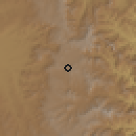 Shaded relief of the 59 km around Sen'afē, drawn from the GMTED2010 grid