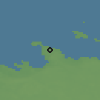 Shaded relief of the 45 km around Kelvingi, drawn from the GMTED2010 grid
