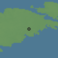 Shaded relief of the 46 km around Laimjala, drawn from the GMTED2010 grid