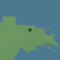 Shaded relief of the 46 km around Lōpe, drawn from the GMTED2010 grid