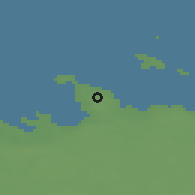 Shaded relief of the 45 km around Lubja, drawn from the GMTED2010 grid