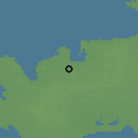 Shaded relief of the 46 km around Mustjala, drawn from the GMTED2010 grid