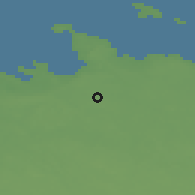 Shaded relief of the 46 km around Rae, drawn from the GMTED2010 grid