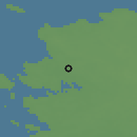 Shaded relief of the 46 km around Sutlepa, drawn from the GMTED2010 grid