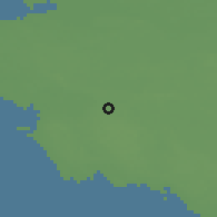 Shaded relief of the 46 km around Tōusi, drawn from the GMTED2010 grid