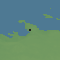 Shaded relief of the 46 km around Viimsi, drawn from the GMTED2010 grid