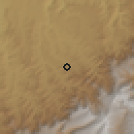 Shaded relief of the 60 km around Āddī Ārk'ay, drawn from the GMTED2010 grid