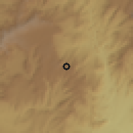 Shaded relief of the 60 km around Bachuma, drawn from the GMTED2010 grid