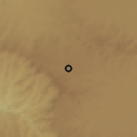 Shaded relief of the 60 km around Begi, drawn from the GMTED2010 grid