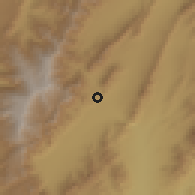 Shaded relief of the 60 km around Beto, drawn from the GMTED2010 grid