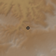 Shaded relief of the 60 km around Birbirsa, drawn from the GMTED2010 grid