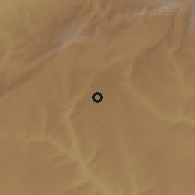 Shaded relief of the 60 km around Boke Tiko, drawn from the GMTED2010 grid