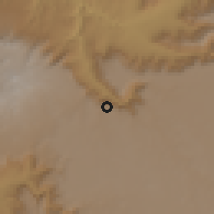 Shaded relief of the 60 km around Bolo, drawn from the GMTED2010 grid