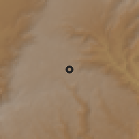 Shaded relief of the 60 km around Bore, drawn from the GMTED2010 grid