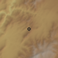 Shaded relief of the 60 km around Bue, drawn from the GMTED2010 grid