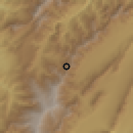 Shaded relief of the 60 km around Bulki, drawn from the GMTED2010 grid
