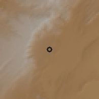 Shaded relief of the 60 km around Butajīra, drawn from the GMTED2010 grid