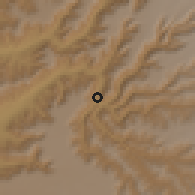 Shaded relief of the 60 km around Chacha, drawn from the GMTED2010 grid