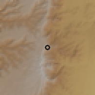 Shaded relief of the 60 km around Debre Sīna, drawn from the GMTED2010 grid