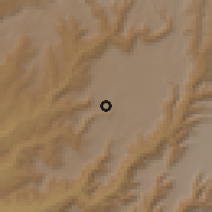 Shaded relief of the 60 km around Degolo, drawn from the GMTED2010 grid