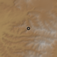 Shaded relief of the 60 km around Dela, drawn from the GMTED2010 grid