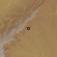 Shaded relief of the 60 km around Derba, drawn from the GMTED2010 grid