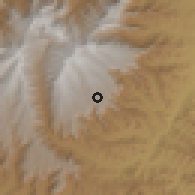 Shaded relief of the 60 km around Dilyibza, drawn from the GMTED2010 grid