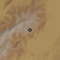 Shaded relief of the 60 km around Dorze, drawn from the GMTED2010 grid