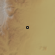 Shaded relief of the 60 km around Dulecha, drawn from the GMTED2010 grid