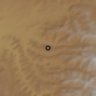 Shaded relief of the 60 km around Esey Debir, drawn from the GMTED2010 grid