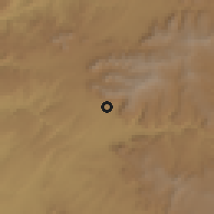 Shaded relief of the 60 km around Agbe, drawn from the GMTED2010 grid