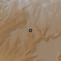 Shaded relief of the 60 km around Feres Bet, drawn from the GMTED2010 grid