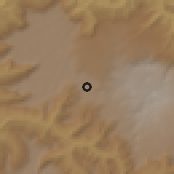 Shaded relief of the 60 km around Gebre Guracha, drawn from the GMTED2010 grid