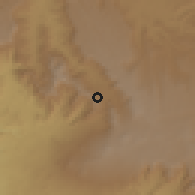 Shaded relief of the 60 km around Gecha, drawn from the GMTED2010 grid
