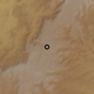 Shaded relief of the 60 km around Gedebge, drawn from the GMTED2010 grid