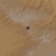 Shaded relief of the 60 km around Gēdo, drawn from the GMTED2010 grid
