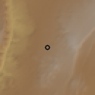 Shaded relief of the 60 km around Geja, drawn from the GMTED2010 grid