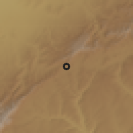 Shaded relief of the 60 km around Gelemso, drawn from the GMTED2010 grid