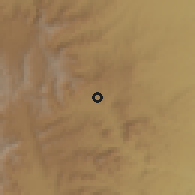 Shaded relief of the 60 km around Gerba, drawn from the GMTED2010 grid