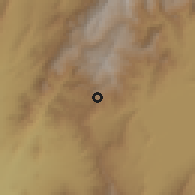Shaded relief of the 60 km around Gerese, drawn from the GMTED2010 grid