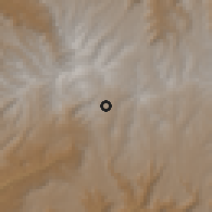 Shaded relief of the 60 km around Akesta, drawn from the GMTED2010 grid